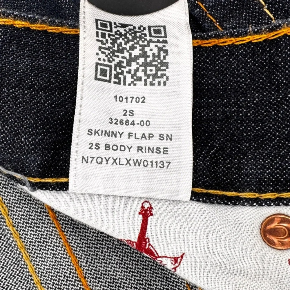 True Religion Jeans Men 28 Dark‎ Indigo Skinny Flap SN Body Rinse Denim